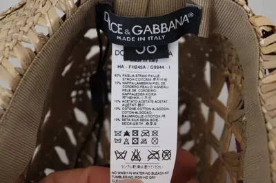 Pre-owned Dolce & Gabbana Brown Ribbon Floral Embellished Straw Women's Hat ()