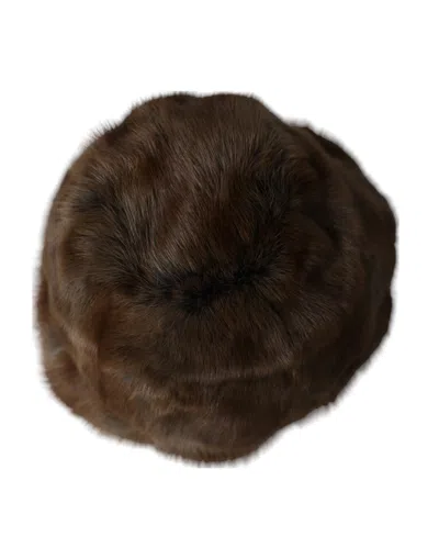 Dolce & Gabbana Brown Weasel Fur Womens Cashmere Hat Beanie In Brown