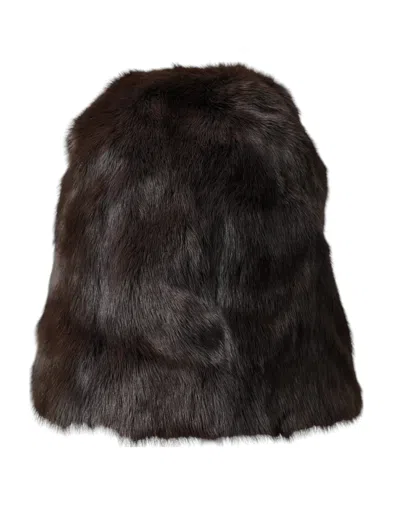 Dolce & Gabbana Brown Weasel Fur Womens Cashmere Hat Beanie In Brown