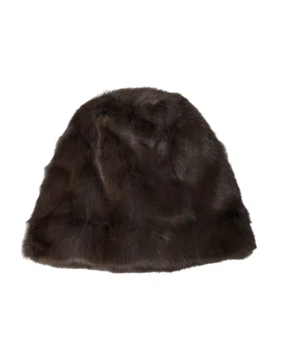 Dolce & Gabbana Brown Weasel Fur Womens Cashmere Hat Beanie In Brown