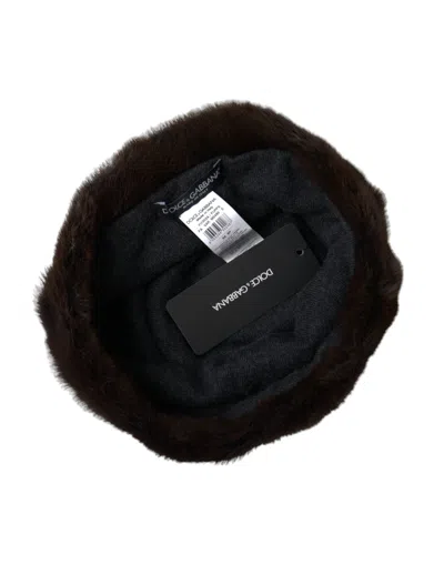 Dolce & Gabbana Brown Weasel Fur Womens Cashmere Hat Beanie In Brown