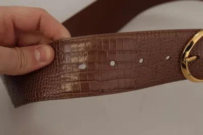 Pre-owned Dolce & Gabbana Brown Wide Waist Leather Gold Oval Metal Buckle Women's Belt ()