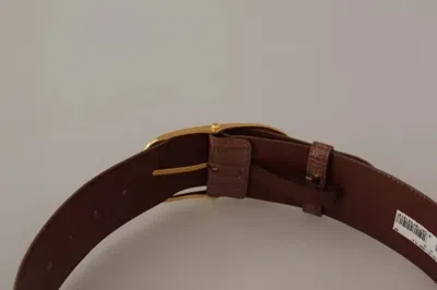 Pre-owned Dolce & Gabbana Brown Wide Waist Leather Gold Oval Metal Buckle Women's Belt ()