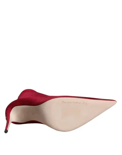 Dolce & Gabbana Cherry Red Stretch Stilettos Ankle Boot Shoes In Red