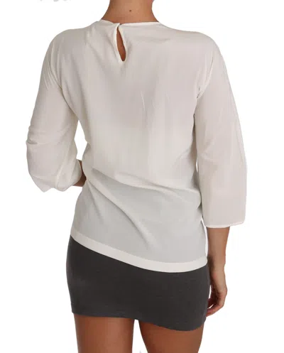 Dolce & Gabbana Chic Figure Family Applique Silk Top In White