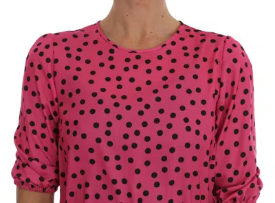Dolce & Gabbana Pink Polka Dotted Silk Blouse In Pink