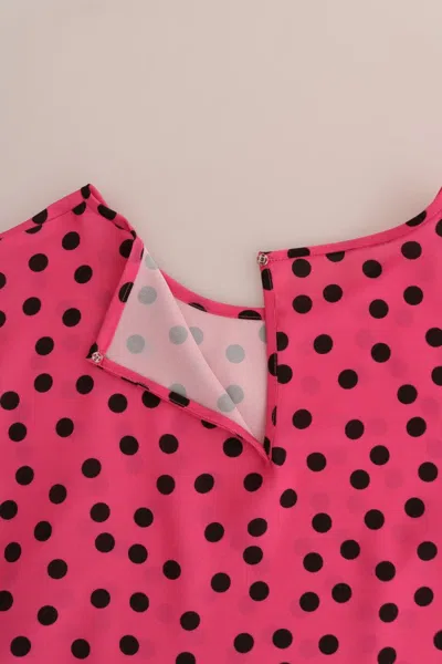 Dolce & Gabbana Pink Polka Dotted Silk Blouse In Pink