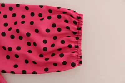 Dolce & Gabbana Pink Polka Dotted Silk Blouse In Pink