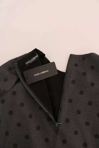 Dolce & Gabbana Gray Polka Dotted Sheath Wool Dress In Gray