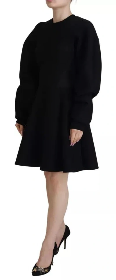 Pre-owned Dolce & Gabbana Cotton Black Long Sleeves A-line Mini Women's Dress ()