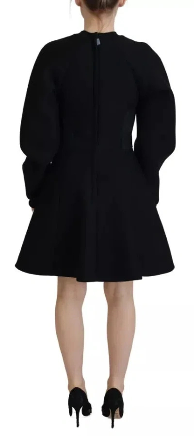 Pre-owned Dolce & Gabbana Cotton Black Long Sleeves A-line Mini Women's Dress ()