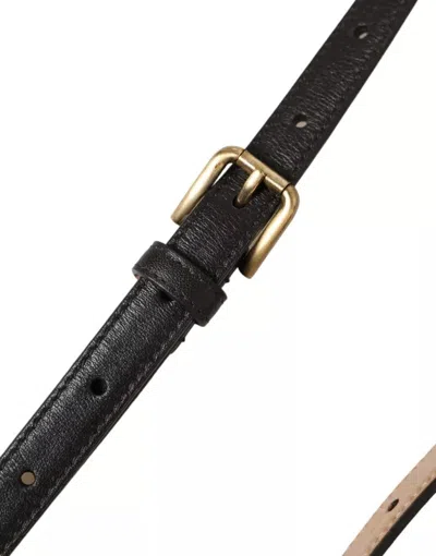 Dolce & Gabbana Dark Brown Leather Gold Metal Buckle Women Belt In Brown