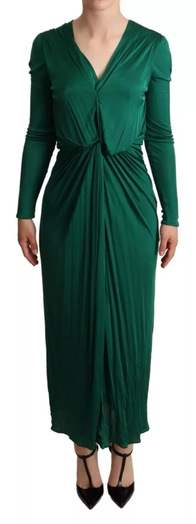 Pre-owned Dolce & Gabbana Dark Green Viscose Long Sleeve Midi Women's Dress ()
