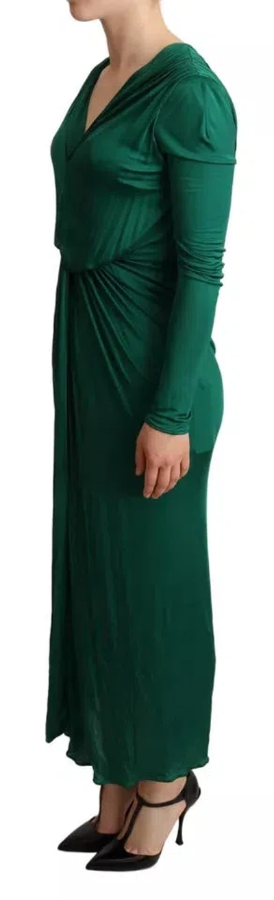 Pre-owned Dolce & Gabbana Dark Green Viscose Long Sleeve Midi Women's Dress ()