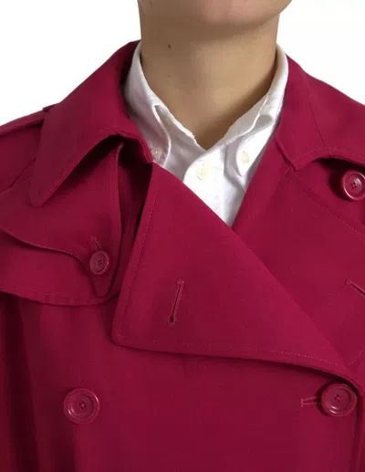 Shop Dolce & Gabbana Dark Pink Double Breasted Trench Coat Women's Jacket