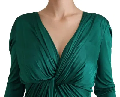 Pre-owned Dolce & Gabbana Dark Green Viscose Long Sleeve Midi Women's Dress ()