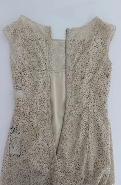 Dolce & Gabbana Beige Ricamo Cutout Cotton Sheath Dress In Beige