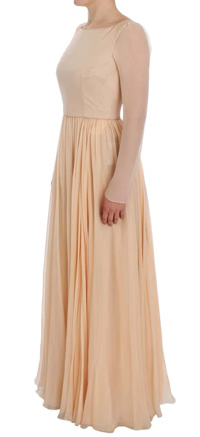 Dolce & Gabbana Beige Silk Ball Gown Full Length Dress In Beige