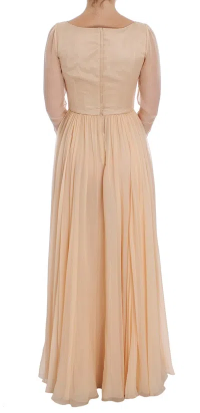 Dolce & Gabbana Beige Silk Ball Gown Full Length Dress In Beige