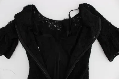 Dolce & Gabbana Black Floral Lace Long Bodycon Maxi Dress In Black
