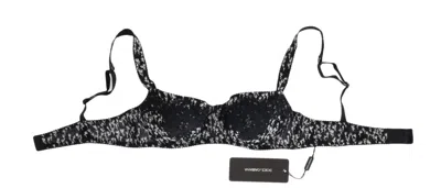 Dolce & Gabbana Black Silk White Lace Stretch Underwear Bra In Black