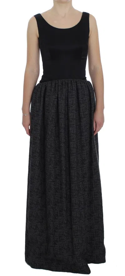 Dolce & Gabbana Black Gray Sheath Gown Full Length Dress In Black