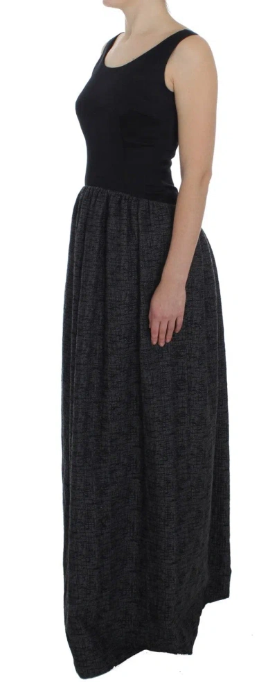 Dolce & Gabbana Black Gray Sheath Gown Full Length Dress In Black