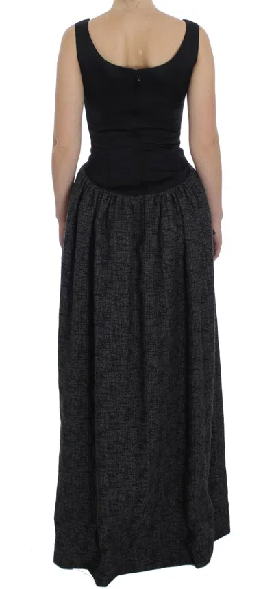 Dolce & Gabbana Black Gray Sheath Gown Full Length Dress In Black