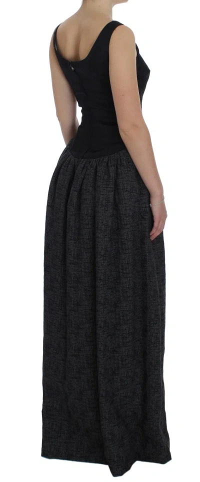 Dolce & Gabbana Black Gray Sheath Gown Full Length Dress In Black