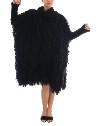 Dolce & Gabbana Black Fringes Wool Pullover Sweater In Black
