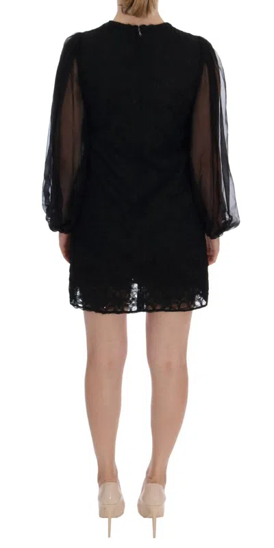 Dolce & Gabbana Black Lace Red Heart Shift Dress In Black