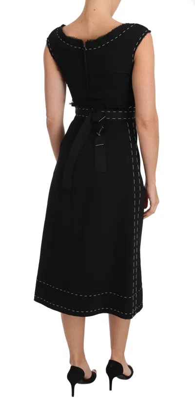 Dolce & Gabbana Black Wool Stretch A-line Sheath Dress In Black