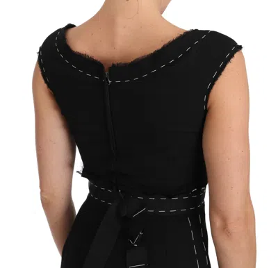 Dolce & Gabbana Black Wool Stretch A-line Sheath Dress In Black