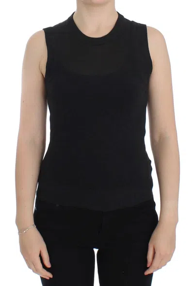 Dolce & Gabbana Black Sleeveless Crewneck Vest Pullover In Black