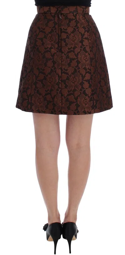 Dolce & Gabbana Brown Floral Brocade Mini Bubble Skirt In Brown