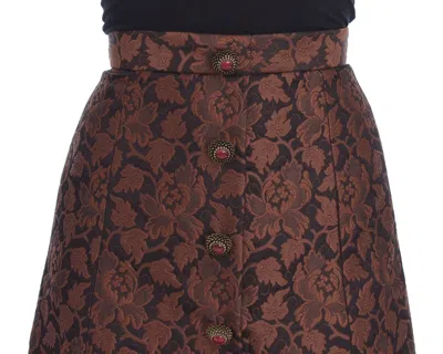 Dolce & Gabbana Brown Floral Brocade Mini Bubble Skirt In Brown