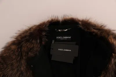 Dolce & Gabbana Brown Raccoon Fur Coat Jacket In Brown