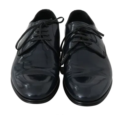 Dolce & Gabbana Blue Leather Dress Derby Formal Mens Shoes In Blue