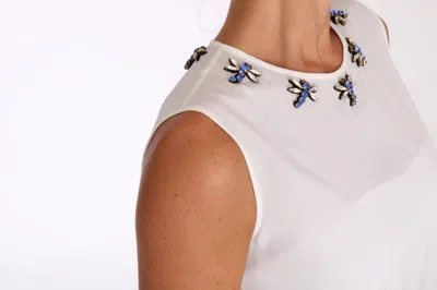 Dolce & Gabbana White Silk Crystal Embellished Fly T-shirt In White