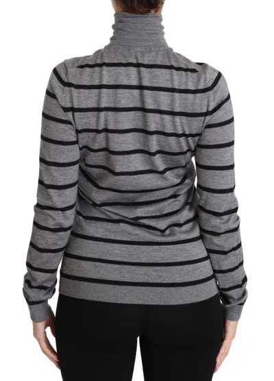 Dolce & Gabbana Gray Cashmere Silk Turtleneck Sweater In Black And Gray