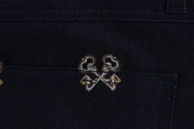 Dolce & Gabbana Blue Key Embroidered Slim Fit Kate Jeans In Blue