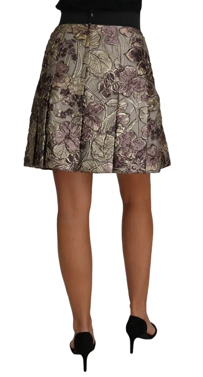 Dolce & Gabbana A-line Mini Floral Print Jaquard Skirt In Multicolor
