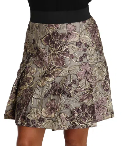 Dolce & Gabbana A-line Mini Floral Print Jaquard Skirt In Multicolor
