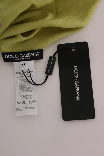 Dolce & Gabbana Green Silk Stretch Blouse Top In Green