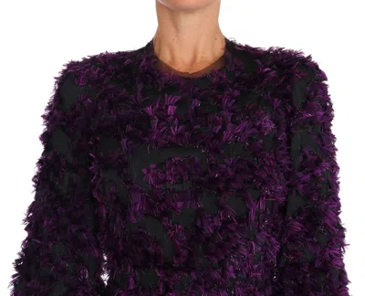 Dolce & Gabbana Purple Fringe Midi Sheath Dress In Purple