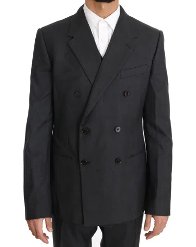 Dolce & Gabbana Elegant Gray Double Breasted Wool Silk Men's Suit In Gray