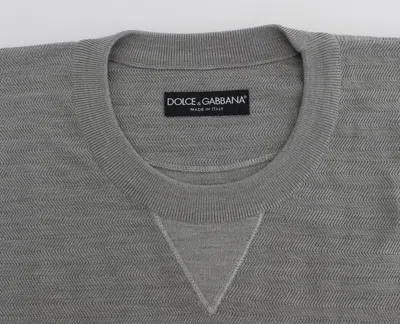 Dolce & Gabbana Gray Crewneck Pullover Silk Sweater In Gray