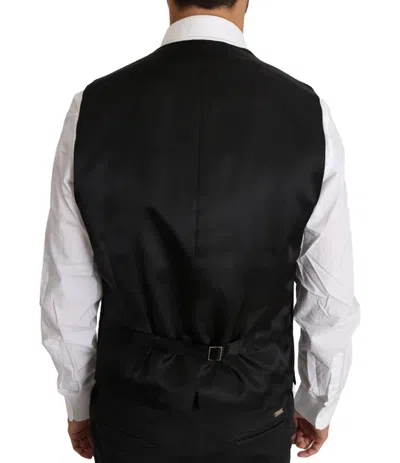 Dolce & Gabbana Gray Wool Silk Waistcoat Vest In Gray