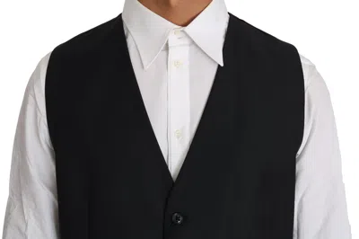 Dolce & Gabbana Gray Wool Silk Waistcoat Vest In Gray