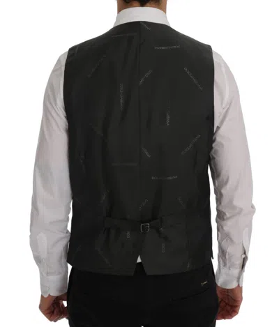 Dolce & Gabbana Elegant Gray Striped Vest Waistcoat In Gray